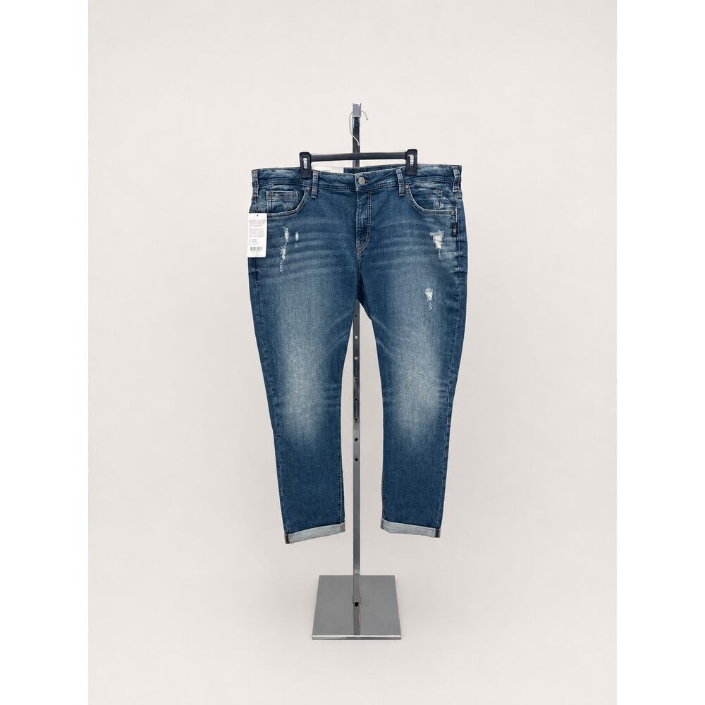 Silver Jeans Girlfriend Skinny Leg Jeans Size 24 NWT Distressed